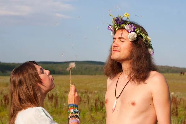 Hippie sopro semente dente-de-leão — Fotografia de Stock