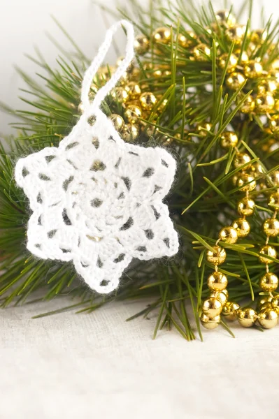 Crocheted white star — Stock Photo, Image