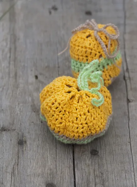 Toy crocheted pumpkin — Stock Photo, Image
