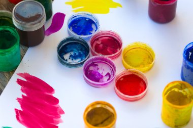 kavanoz guaş farklı renklerle açın