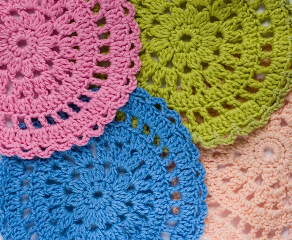 Background of multicolored crochet napkin — Stock Photo, Image