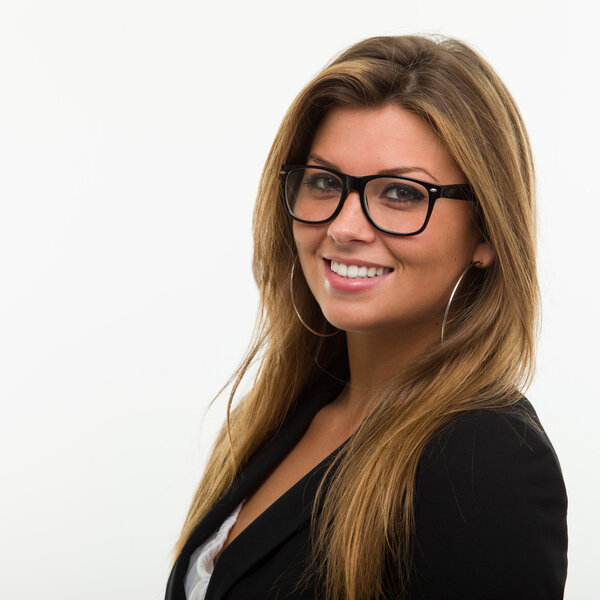 Деловая леди со стеклом
