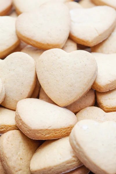 Valentine themed heart shaped shortbread cookies — Stock Photo, Image