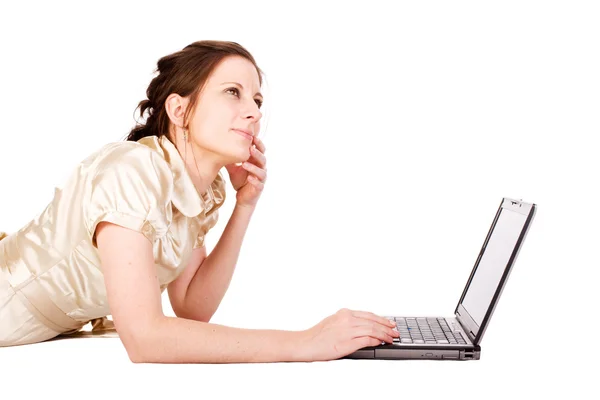 Caucasian female businesswoman working on notebook — Stock Photo, Image