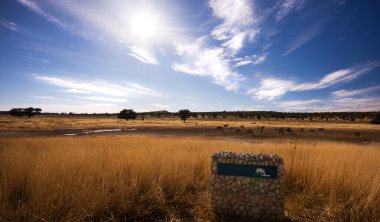 Pano peyzaj sulama delik kgalagadi