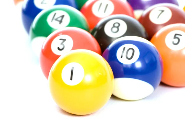 Billiard balls arranged on a white background — Stock Photo, Image