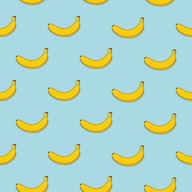 Mavi arka planda muzların dikdörtgen desenli egzotik meyve çizimi