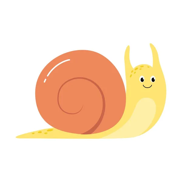 Icône escargot mignon style plat ou dessin animé. Isolé sur fond blanc. — Image vectorielle