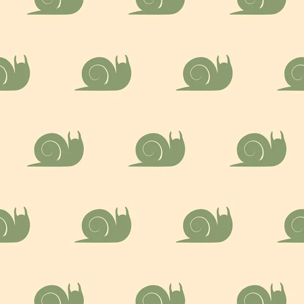 Grüne Schnecke beige nahtlose Muster Hintergrund Vektor Illustration — Stockvektor