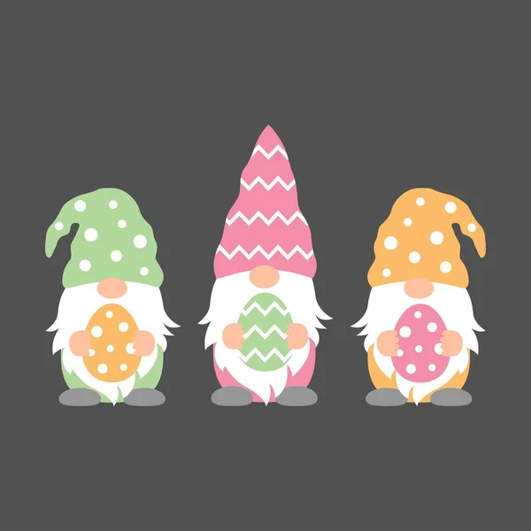 Cute wielkanocny gnome ilustracji zestaw kreskówki stile — Wektor stockowy