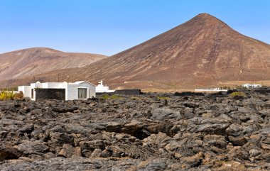 rustik evde TAHICHE, lanzarote, Kanarya Adaları, İspanya kurak bir peyzaj