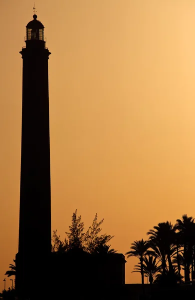 Siluetu majáku v maspalomas na ostrově gran canaria — Stock fotografie