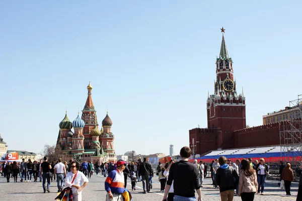 On the red square in Moscow before may 9 - Victory day — Stock Photo, Image