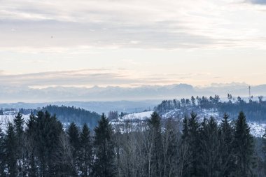dağ manzaralı dağlık kış manzarası - panorama