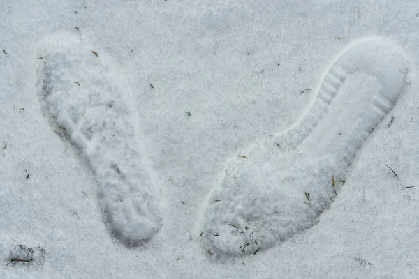 Impronta Sulla Neve Tracce Passi Impronta Scarpe Profilo Suola — Foto Stock