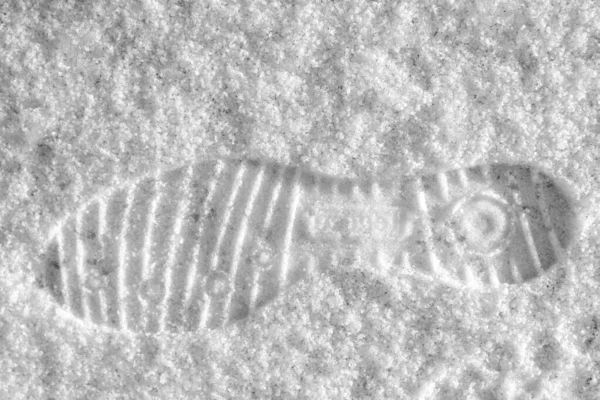 Shoe Print Sole Profile Snow Footsteps Footprint Black White — Zdjęcie stockowe