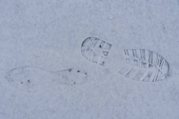 Stampa Scarpe Impronte Sulla Neve Suola Profilo Scarpe — Foto Stock