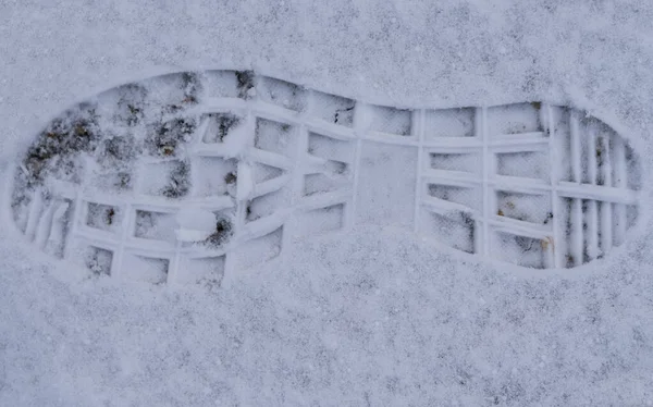 Друк Профіль Взуття Снігу Відбиток Слідів Ступенів — стокове фото