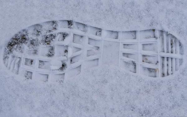 Impronta Scarpa Profilo Sulla Neve Impronta Passi — Foto Stock