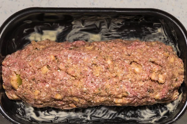 Freshly Prepared Meatloaf Casserole Dish Front Oven — Stock Photo, Image