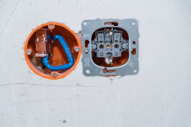 İnşaat alanındaki elektrik tesisatları, çukur duvar kutusunda - elektrik kablosu, elektrik mühendisliği