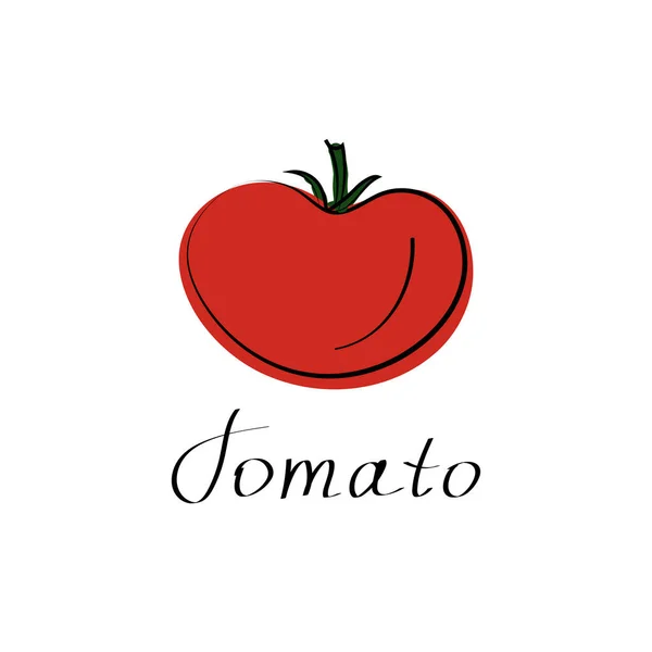 Red tomato sign. Vector flat illustration. Vegetable logo — Stock Vector