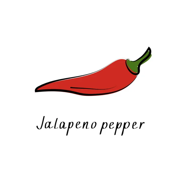 Pimenta Vermelha Jalapeno Chili Ilustração Desenho Animado Plano Vetorial — Vetor de Stock