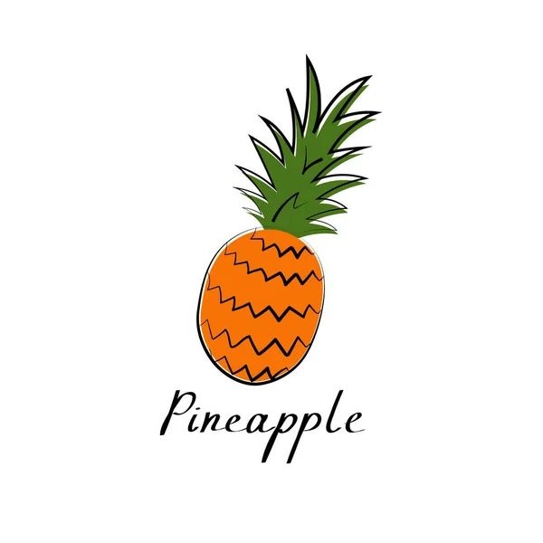 Ananas Vektor Cartoon Flache Illustration Logo Obst Und Gemüse — Stockvektor