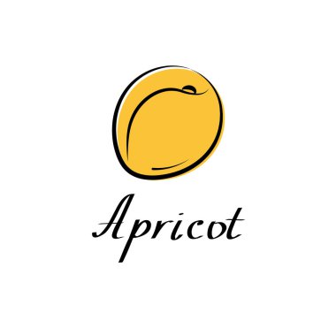 Kayısı taşıyıcı karikatür düz çizim. Taze meyve ve sebze logosu..