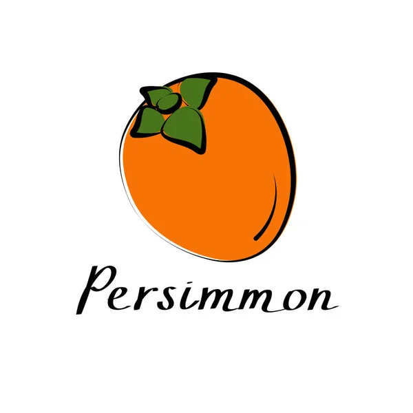 Illustration Plate Dessin Animé Vectoriel Persimmon Signe Diospyros Kaki Logo — Image vectorielle