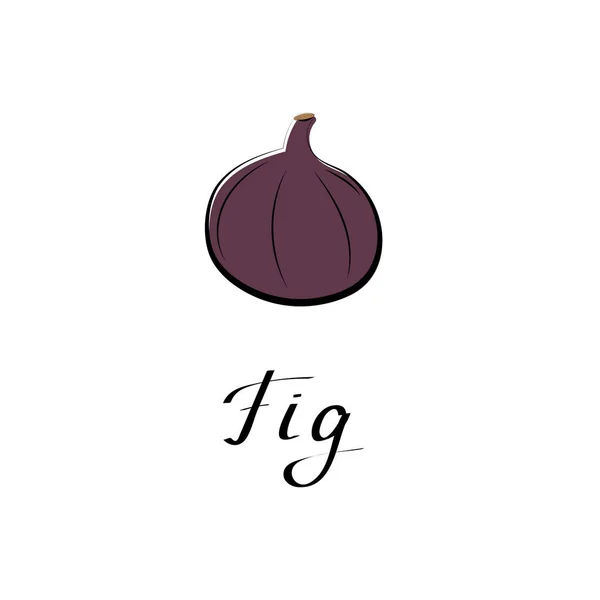Illustration Plate Dessin Animé Vectoriel Figue Logo Fruits Légumes Frais — Image vectorielle