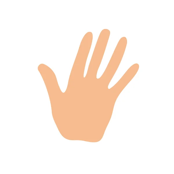 Halo Znak Ręczna Sylwetka Dłoni Palce Rozłożone Powitalny Gest Płaskie — Wektor stockowy