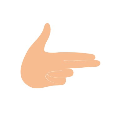 İki parmağı olan bir el tabancası. Parmak tabancası ve işaret işareti. Vektör düz resimleme.