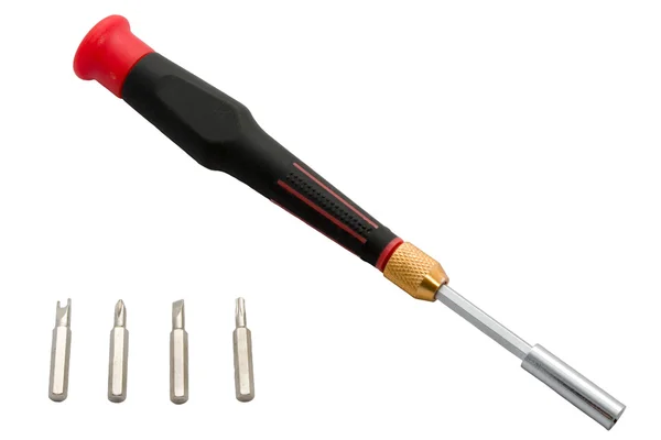 Magnetic screwdriver for bits with a set of bits — Stock Photo, Image