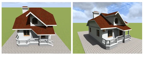 Modelo tridimensional de uma pequena casa . — Fotografia de Stock