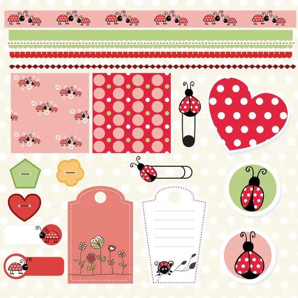 Ladybug lovely element set — Stock Vector