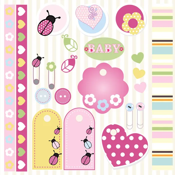 Sweet scrapbook elements Stock Illustration