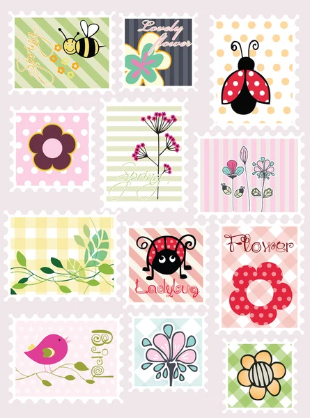 Lovely nature stamps Stock Illustration