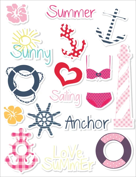 Summer set of stickers Royalty Free Stock Vectors
