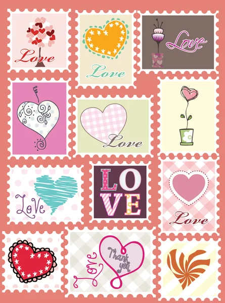Love stamp set — Stock Vector