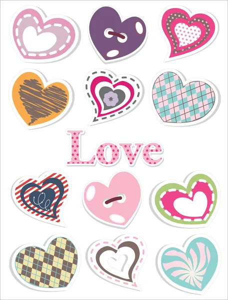 Sticker heart set — Stock Vector
