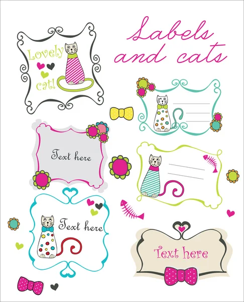Labels and cats — Stock Vector