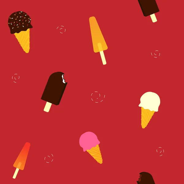 Különböző Ice Cream Seamless Pattern — Stock Vector