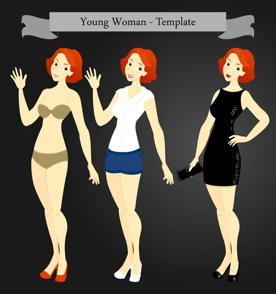 Young Woman Template — Stock Vector