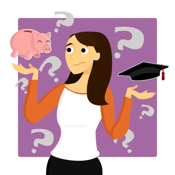 Ανησυχείτε για φοιτητικά δάνεια — Διανυσματικό Αρχείο