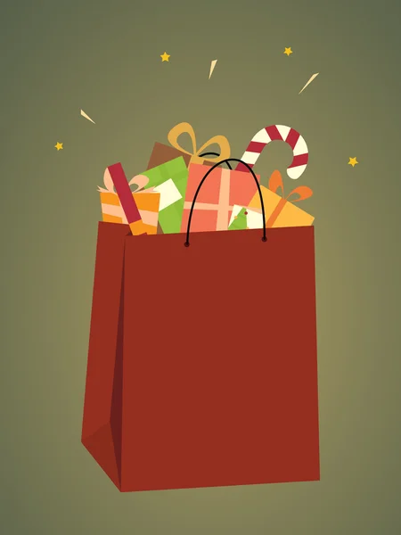 Saco de compras de presentes de Natal —  Vetores de Stock