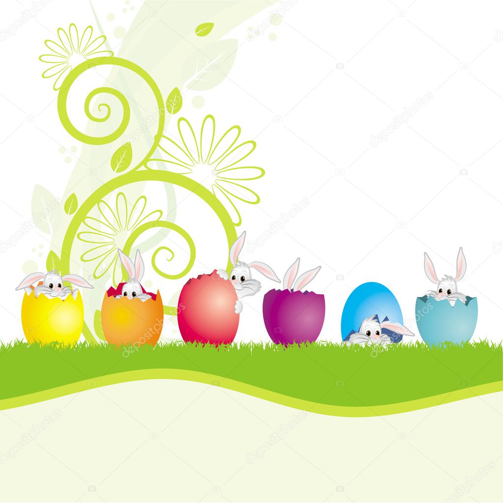 funny easter bunny with eggs