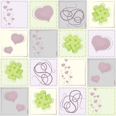 kalp, yonca yaprağı ile sonsuz desen