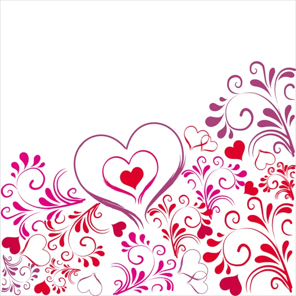 Background in red and pink with hearts — Stock Vector