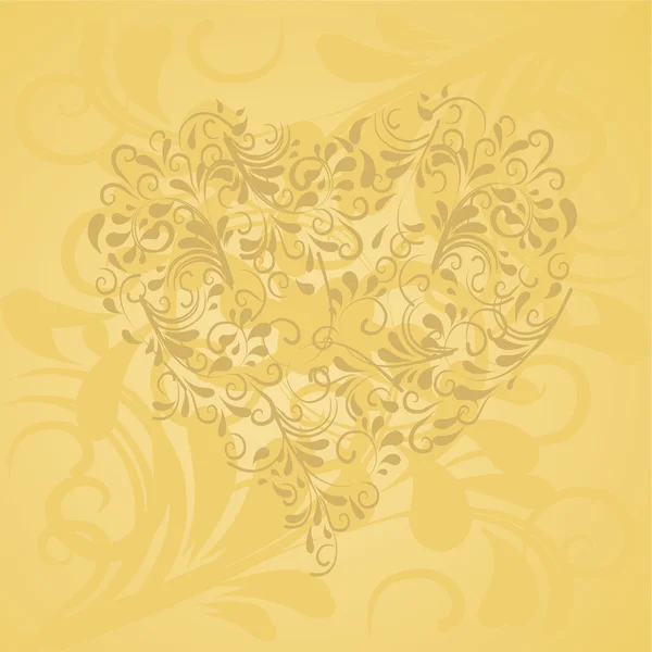 Background in gold with hearts — Stock Vector